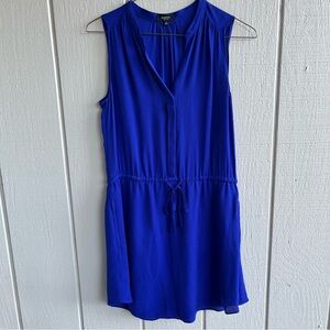 Aritzia Babaton Benedict 100% Silk Sleeveless Shirt Dress Royal Blue Size M